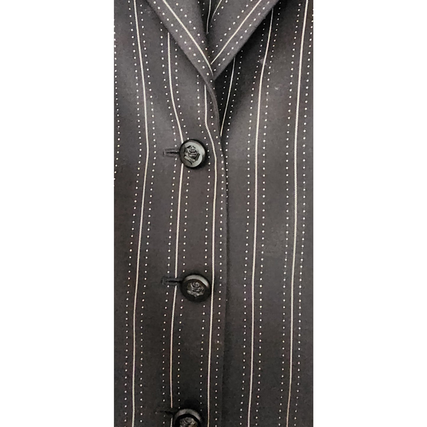 Vintage 2000s ESCADA Blazer Pinstriped Wool Jacket Black Wool / 44 Large