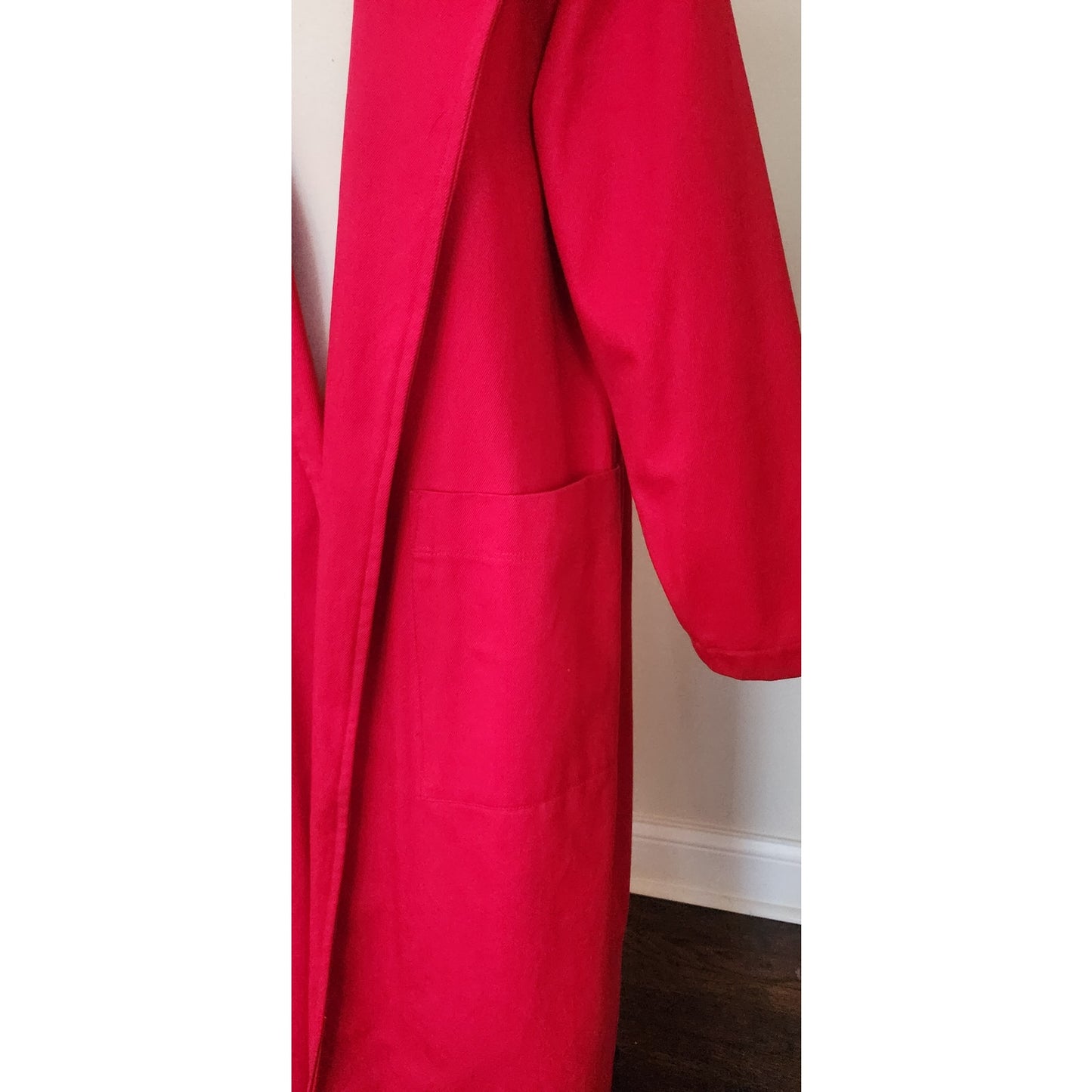 Vintage 80s Southwestern Coat Red Cotton Canvas Handpainted Indian Headdress Native American