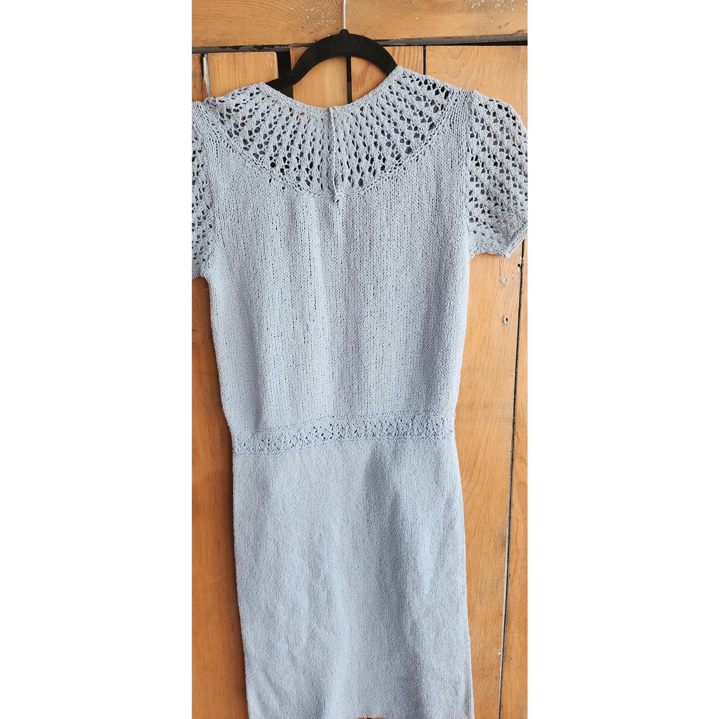 Vintage 30s Knit Dress Baby Blue Short Sleeve