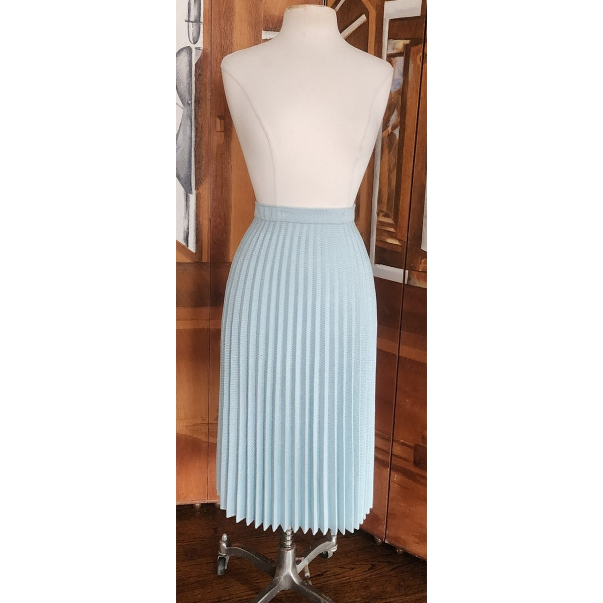 Vintage 70s St John Santana Knit Suit Baby Blue w/Blouse RARE