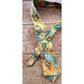 Vintage Mens Neck Tie 60s Barkcloth Yellow Floral Print