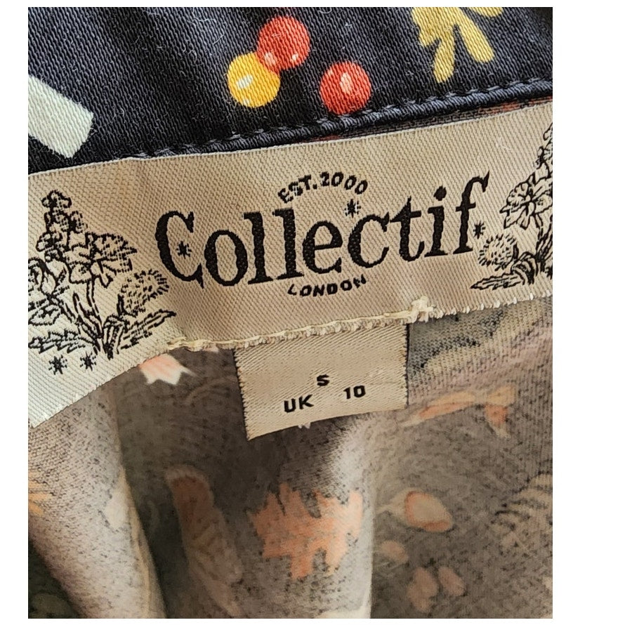 COLLECTIF Retro 50s Style Shirtdress Rockabilly Dancing Dress Mushroom Butterfly Print