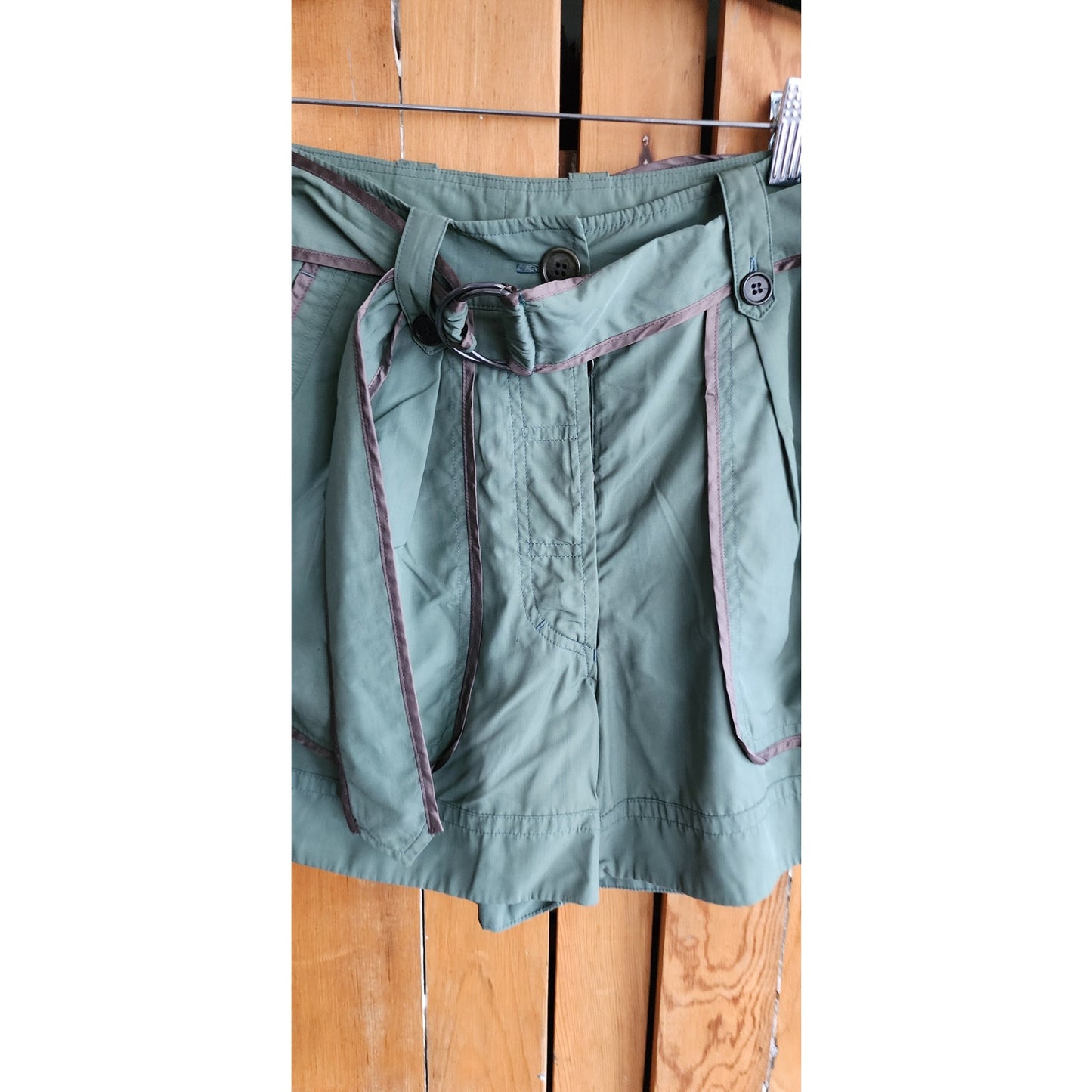 Vintage Y2K Dries Van Noten Silk Shorts Cropped Cargo  Blue Green