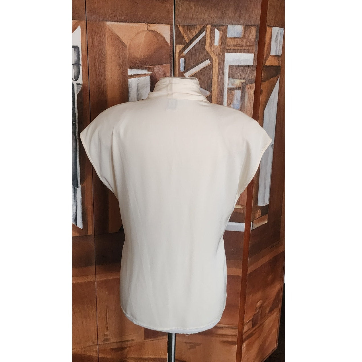 Vintage 80s Anne Klein II Silk Wrap Blouse Cream Silk / M - L