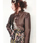 Vintage Brown Jacket Ruffled Trim Wool Silk Frascara M