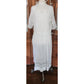 Antique 1910s White Lingerie Tea Dress Lawn Gown Crochet Lace Embroidery Drop Waist L