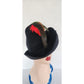 Vintage 30s Robin Hood Hat Black Wool Red Feather New York Creation