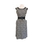 Vintage 50s Cotton Print Dress Black White Check Belted / M to L