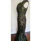 Vintage 2000s M for Missoni Evening Dress Green Black Lace Off the Shoulder / M