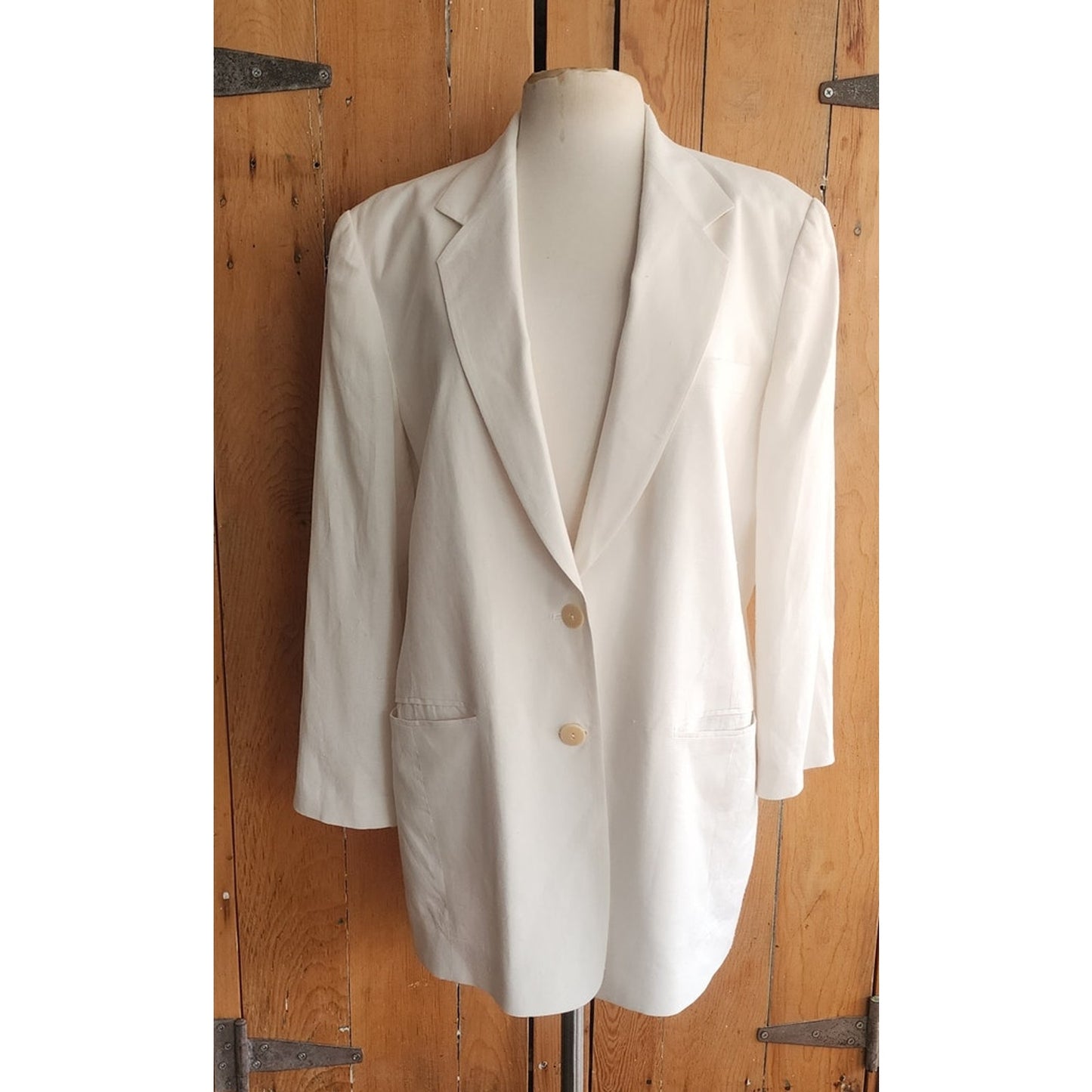 Vintage 1990s DKNY White Linen Pant Suit w/Drawstring Waist / M - L