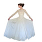 Vintage 1950s Wedding Dress Cream Lace Long Sleeves Long Train Bow Back / Small