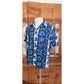 Vintage 1960s Ui-Maikai Men's Blue Hawaiian Tiki Shirt Cotton Short Sleeve