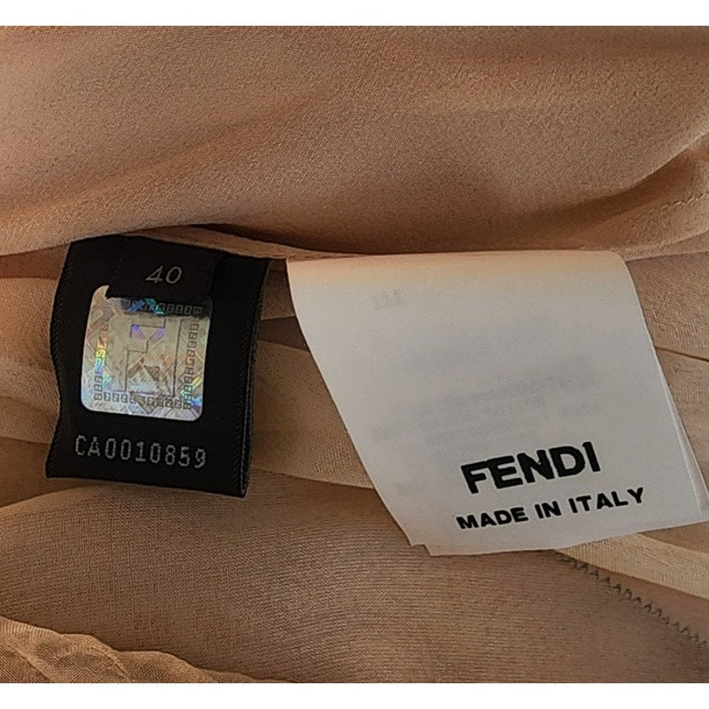 Vintage 2000s Fendi Dress Silk Chiffon Wrap Evening Gown Cream NWT Bergdorf Goodman