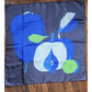 Vintage 1980s Christian Dior Silk Scarf Fruit Art Still Life Blue Green Modernist