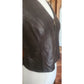 Vintage 1990s Brown Leather Vest Zip Front Karen Kane Vest Fitted Leather Minimalist
