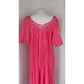 Vintage 1970s Pink Summer Dress Caftan Tent Moomoo Crinkled Pleating & Crochet