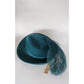 Vintage 1970s Teal Blue Wool Hat w/Large Feather by Gotham NWT