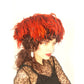 80s Does 60s Red Feather Hat Kokin Oversized Avant Garde