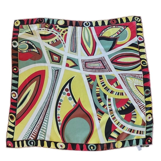 Vintage Pucci Silk Scarf Multicolored Psychedelic Print Square