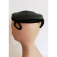 Vintage 1950s Black Hat Fascinator Modernist Avant Garde Cocktail Beanie Hat Pom-Pom Fringe Yeagers Akron Ohio