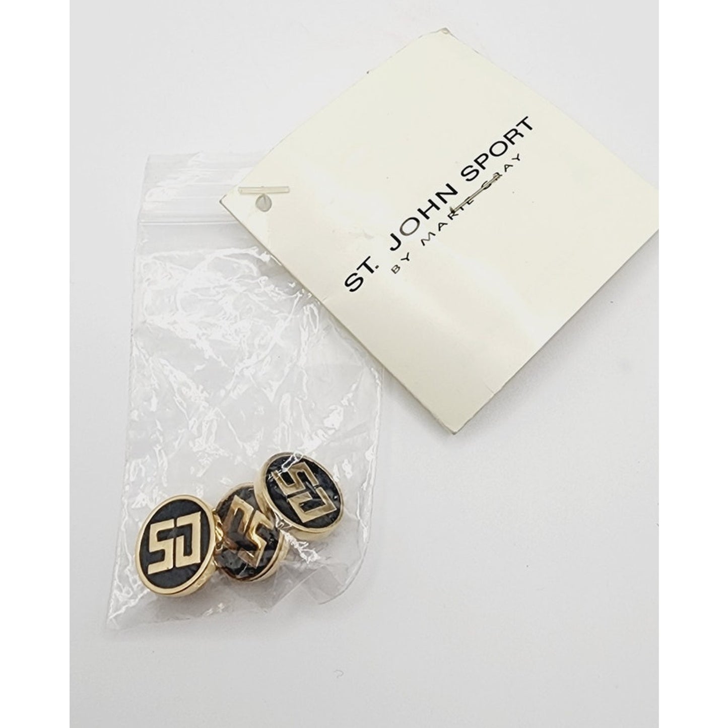 Vintage St John Sport Buttons Gold & Black /NEW IN BAG deadstock