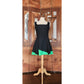 Vintage 1990s Designer Sleeveless Dress Raw Silk Black Green Victoria March Chicago