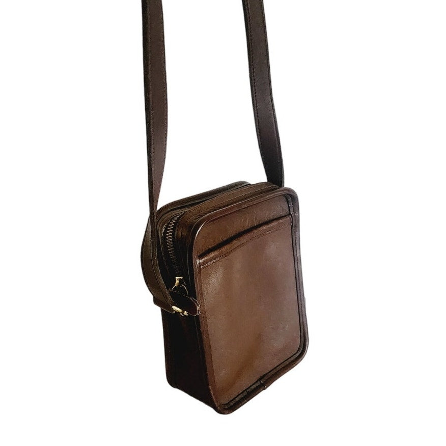 Vintage 90s Coach Bag Kit Camera Brown Leather Crossbody 9973