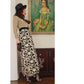 Vintage 1970s Gold & Black Maxi Dress Metallic Spiral Swirl / S