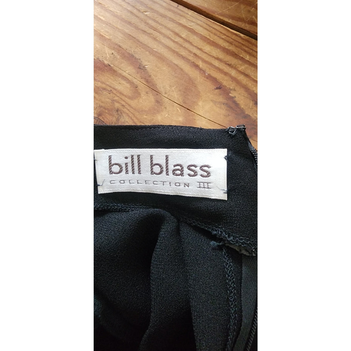 Vintage 1980s Bill Blass Party Dress Black Organza Puffy Sleeve Belted Medium