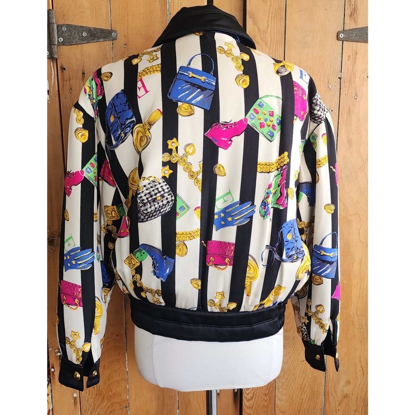 Vintage 90s Escada Bomber Jacket Silk Scarf Print Shoes Purses