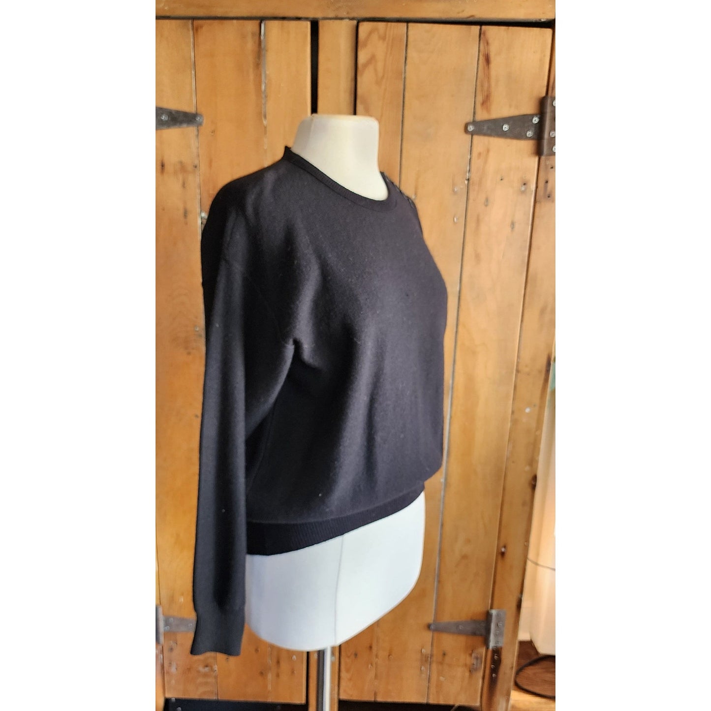 Vintage 90s Sonia Rykiel Black Sweater Buttons at Shoulder