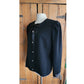 Vintage 80s Blazer Black Satin Bow Rhinestone Buttons Katherine Lindsay