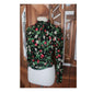 Vintage 1980s Emanuel Ungaro Parallele Blouse Strawberry Floral Print Silk Long Sleeve Shirt