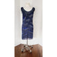 Vintage 2000s Blue Beaded Dress Silk Fringe Flapper Style / Medium