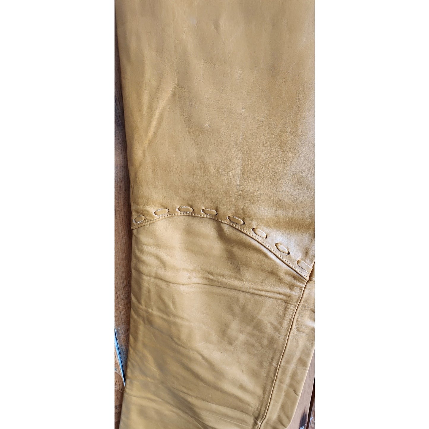 Y2K Yellow Leather Pants Low Rise by Jane Doe