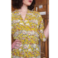 Vintage 40s Yellow Rayon Novelty Print Midi Dress XS