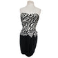 Vintage 80s AJ Bari Strapless Dress + Bolero Jacket Suit Set Zebra Print Black White Silk / M