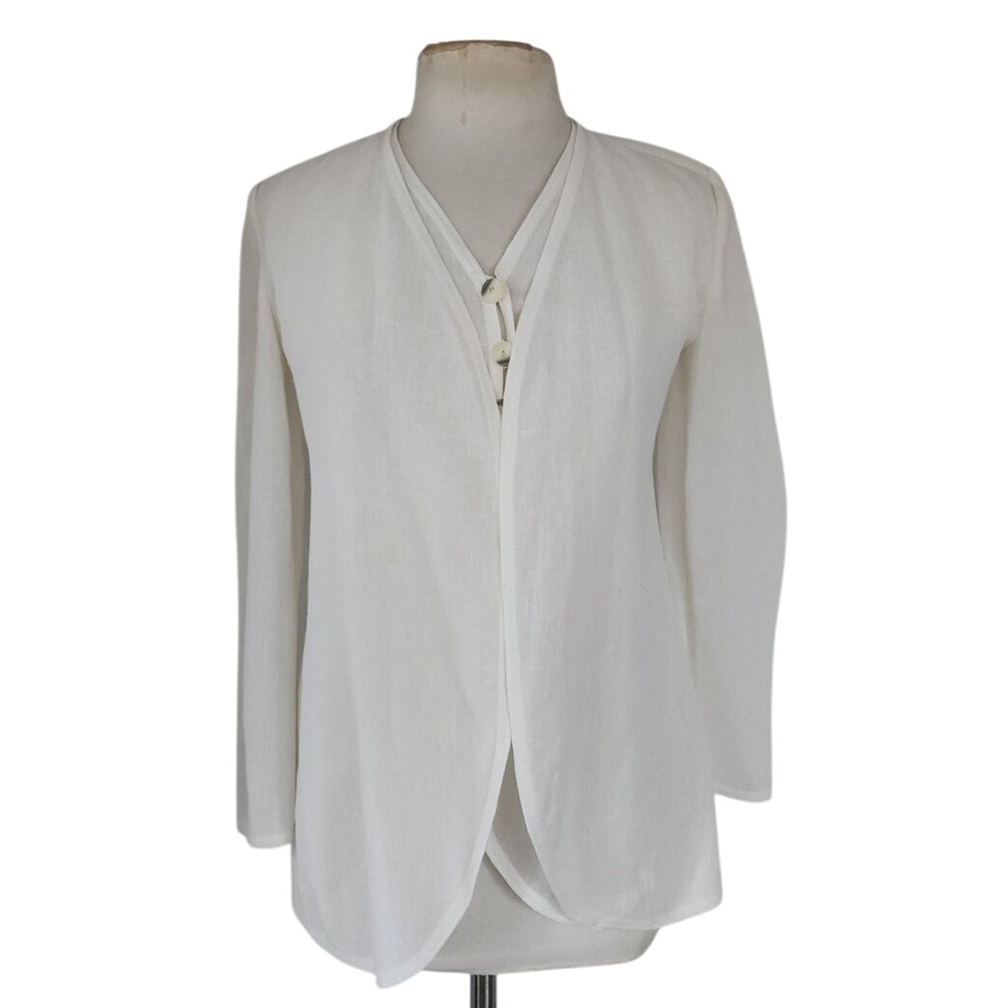 Vintage 1990s GIORGIO ARMANI BLACK LABEL Jacket White Linen Blazer / Medium