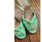 Vintage Stuart Weitzman Green Slingbacks Faux Snake Size 5W