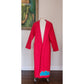 Vintage 80s Southwestern Coat Red Cotton Canvas Handpainted Indian Headdress Native American