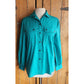 Vintage 70s Diane Von Furstenberg Shirt Blue Green Snap Front