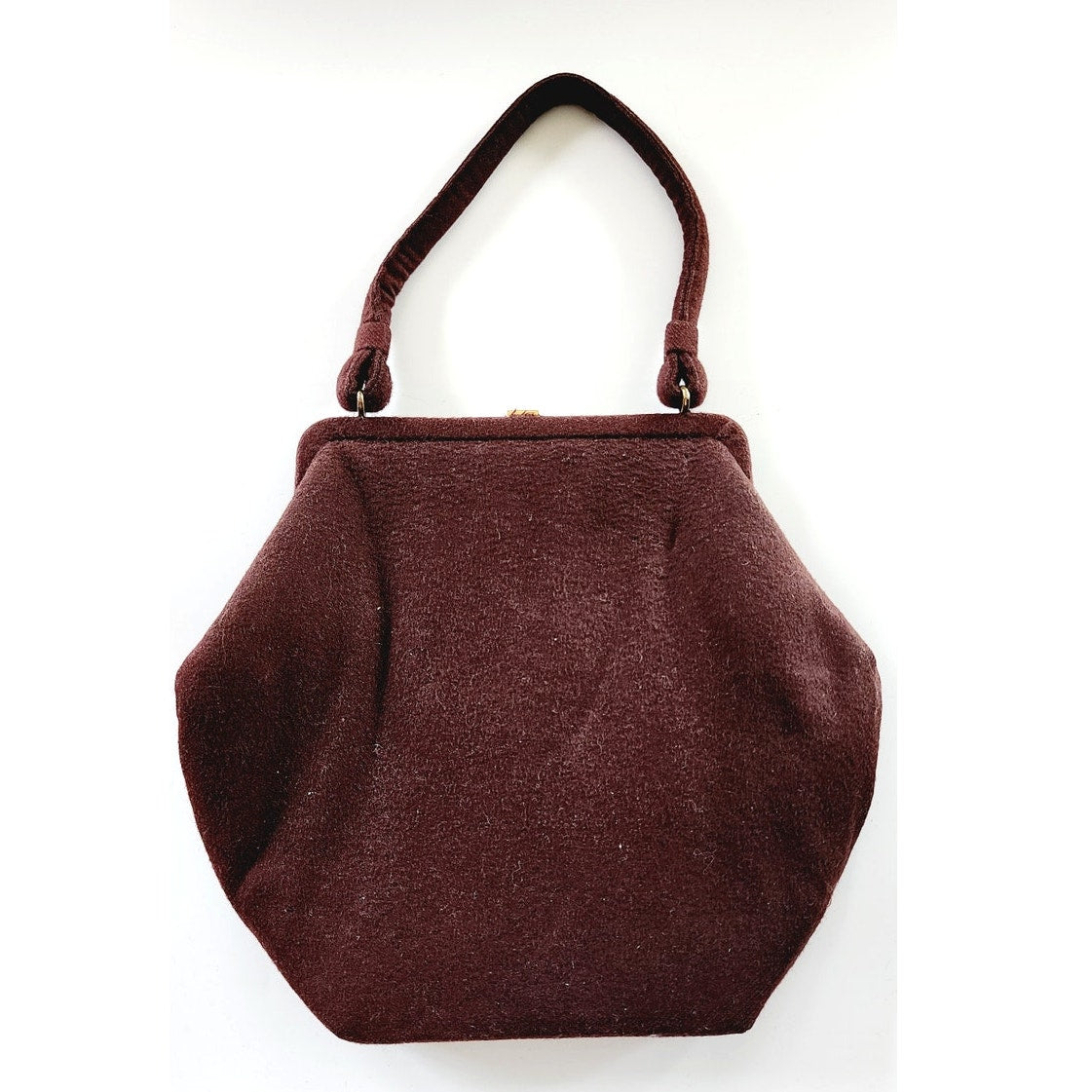 Vintage 40s Brown Bag Embroidered Copper Red Leaves Soure'