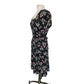 Vintage 30s Rayon Print Maternity Dress Adjustable Tie Sash Dark Floral Print
