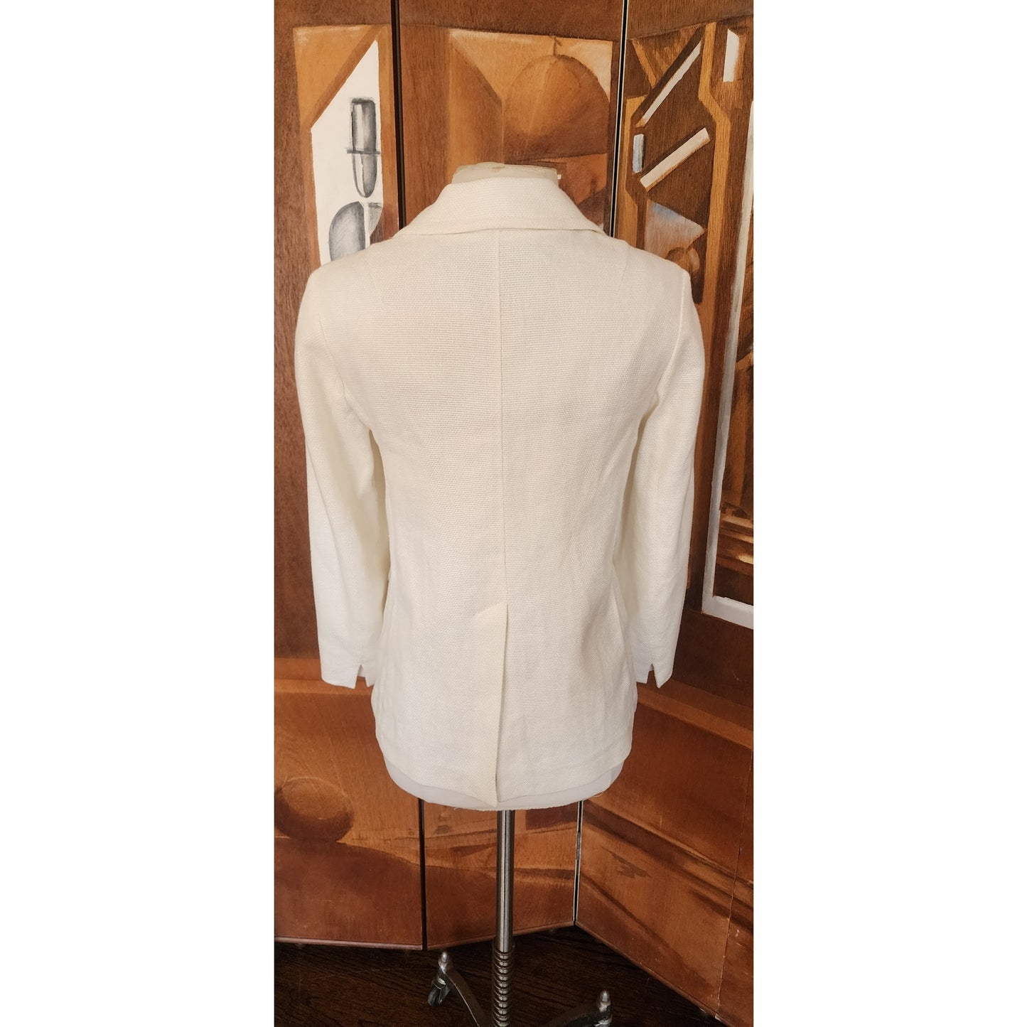 Vintage 2000s Max Mara Blazer Cream Off White Linen Blend Double Breasted