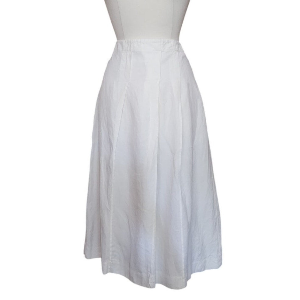 Vintage JIL SANDER Midi Skirt Paneled White Linen A Line w/Panels / Large