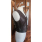 Vintage 1990s Brown Leather Vest Zip Front Karen Kane Vest Fitted Leather Minimalist
