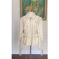Vintage 1980s White Leather Jacket SUNRIDERS Fringe, Studs & Bone Beads XXL