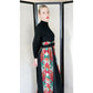 Vintage 70s Black Maxi Dress Colorful Skirt Embroidery Cleopatra Broumand AS IS