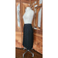 Vintage 1980s VALENTINO Pencil Skirt Black Wool Button Down Midi Medium