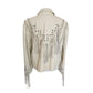 Vintage 80s White Leather Jacket SUNRIDERS Fringe, Studs & Bone Beads XXL